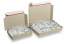 Füllmaterial Papierwolle in einer selbstklebenden Klappschachteln aus Graspapier | Briefumschlaegebestellen.at