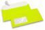 Neon Kuverts - Gelb, mit Fenster 45 x 90 mm, Fensterposition 20 mm von der Linkerseite und 15 mm von unten | Briefumschlaegebestellen.at