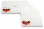 Grußkartenkuverts mit Weihnachtsmotiv - Weiß + Weihnachtskugeln rot