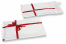 Luftpolstertaschen als Geschenkverpackung - Weiß mit roter Schleife | Briefumschlaegebestellen.at