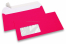 Neon Kuverts - Pink, mit Fenster 45 x 90 mm, Fensterposition 20 mm von der Linkerseite und 15 mm von unten | Briefumschlaegebestellen.at