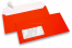 Neon Kuverts - Rot, mit Fenster 45 x 90 mm, Fensterposition 20 mm von der Linkerseite und 15 mm von unten | Briefumschlaegebestellen.at