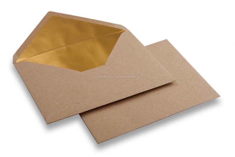 Kuverts aus Kraftpapier mit Innenfutter - 114 x 162 mm (C 6) Gold