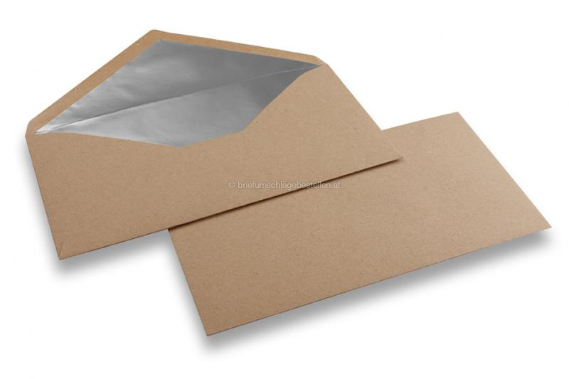 Kuverts aus Kraftpapier mit Innenfutter - 110 x 220 mm (EA 5/6) Silber