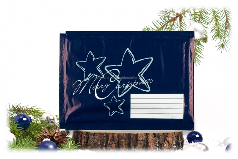 Weihnachts- Luftpolstertaschen, Blau & Sterne