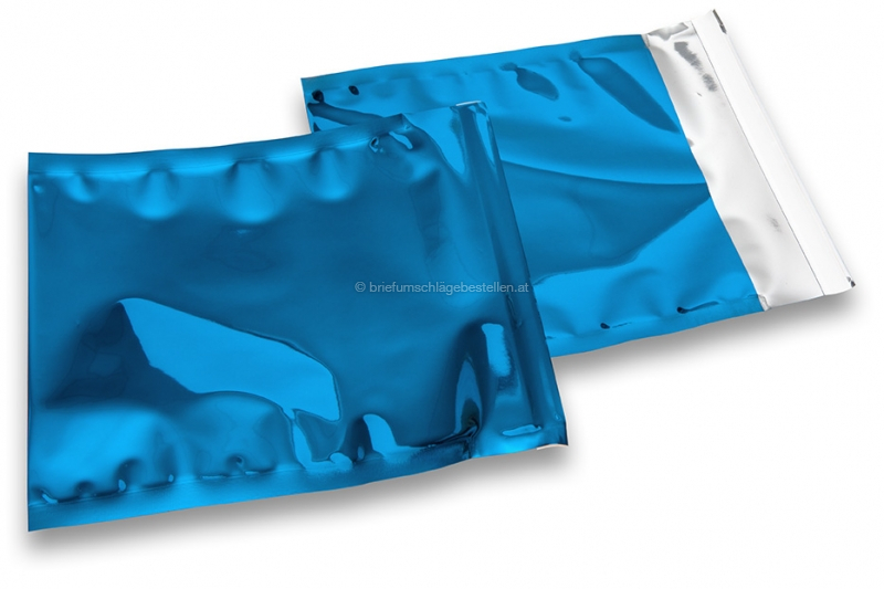 Blaue Metallic Folienkuverts - 165 x 165 mm