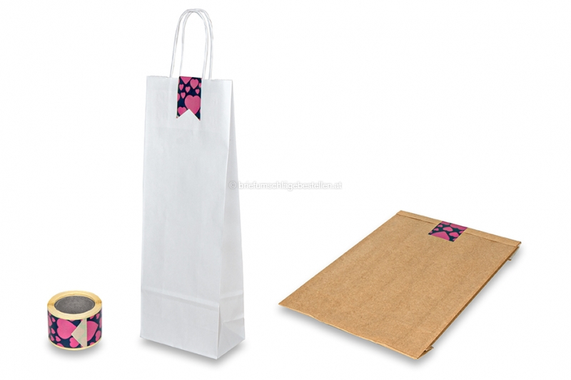 Bedruckte längliche Verschlusssiegel - Herzen