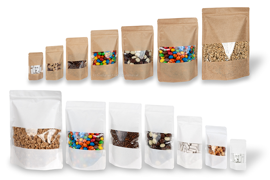 Standbodenbeutel Kraft mit Fenster 