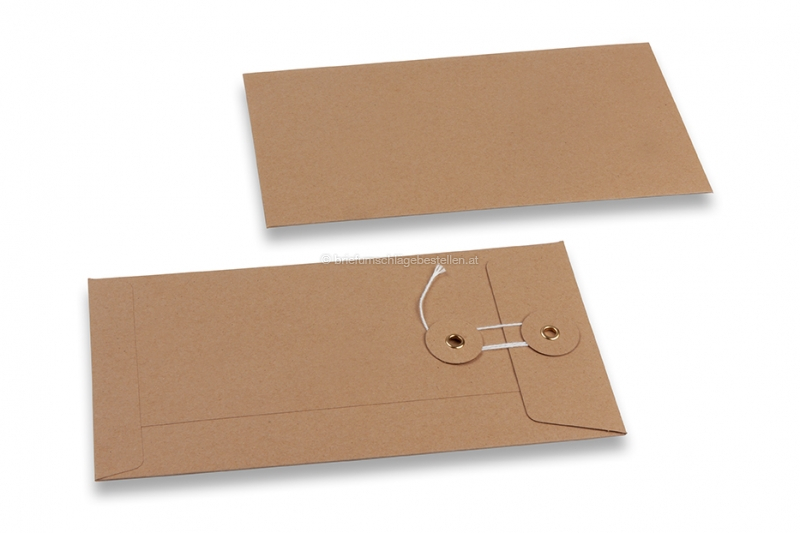 Kartonverpackung mit Kordelverschluss - 110 x 220 mm, braun