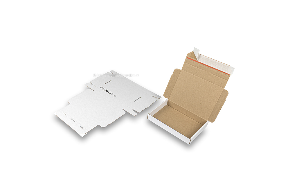 Maxibriefkartons mit Selbstklebestreifen - 160 x 120 x 25 mm (A6), Weiß
